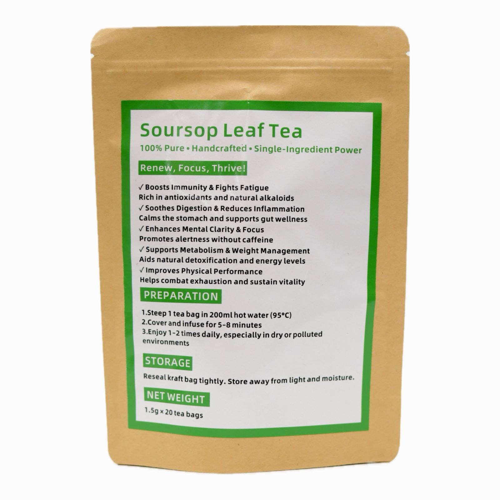 Soursop Tea 30 Teabags - Pure, Handcrafted, Antioxidant-Rich Herbal Wellness - Image 3