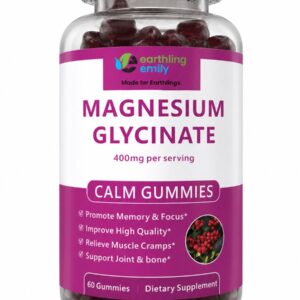 Earthling Emily Magnesium Glycinate Calm Gummies 60 Gummies Cranberry Flavour on White Background